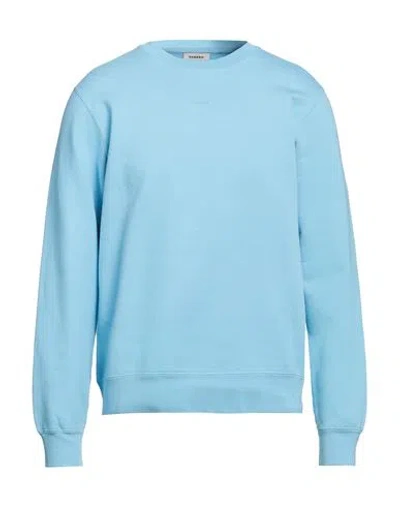 Sandro Man Sweatshirt Sky Blue Size Xl Cotton, Elastane