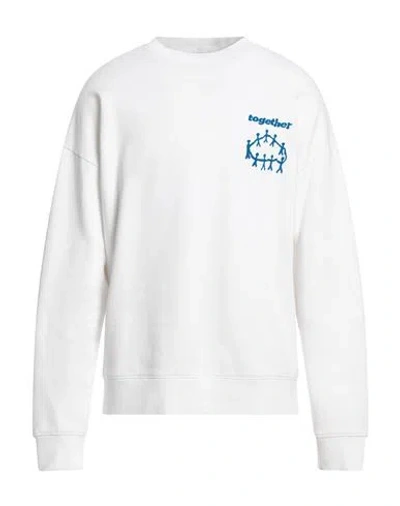 Sandro Man Sweatshirt White Size Xs Cotton, Elastane