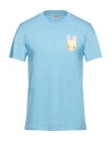 Sandro Man T-shirt Azure Size M Cotton, Elastane In Blue