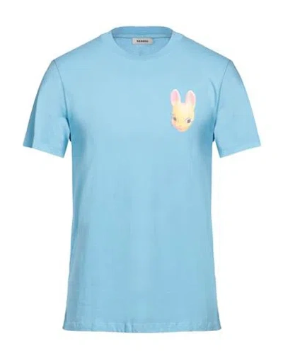 Sandro Man T-shirt Azure Size M Cotton, Elastane In Blue