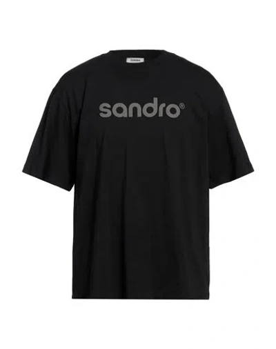 Sandro Man T-shirt Black Size M Cotton, Elastane