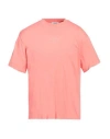 Sandro Man T-shirt Coral Size Xl Cotton, Elastane In Red