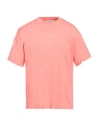 Sandro Man T-shirt Coral Size L Cotton, Elastane In Red