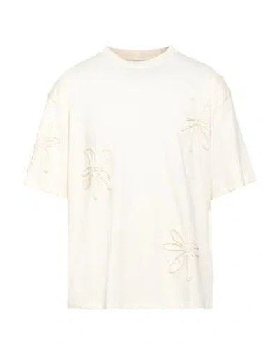 Sandro Man T-shirt Cream Size Xl Cotton In Neutral