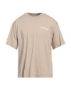 Sandro Man T-shirt Beige Size Xl Cotton, Elastane, Rubber In White