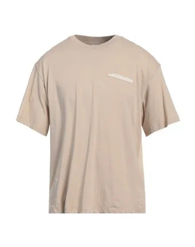 Sandro Man T-shirt Beige Size Xl Cotton, Elastane, Rubber In White