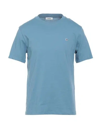 SANDRO SANDRO MAN T-SHIRT LIGHT BLUE SIZE XL COTTON, POLYAMIDE