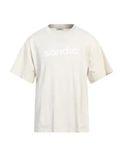 Sandro Man T-shirt Light Grey Size L Cotton, Elastane