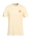 Sandro Man T-shirt Pastel Yellow Size L Cotton, Elastane, Acrylic, Wool In Yellow