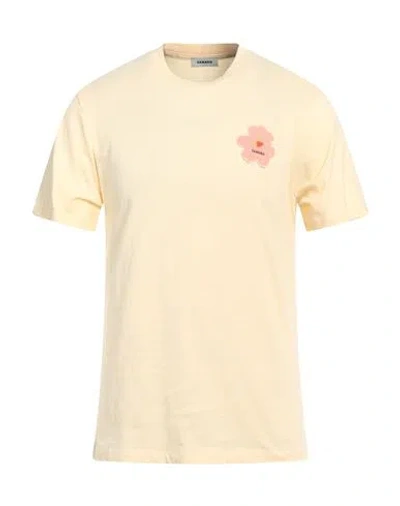 Sandro Man T-shirt Light Yellow Size M Cotton, Elastane, Acrylic, Wool