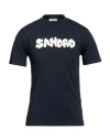 Sandro Man T-shirt Navy Blue Size S Cotton, Elastane
