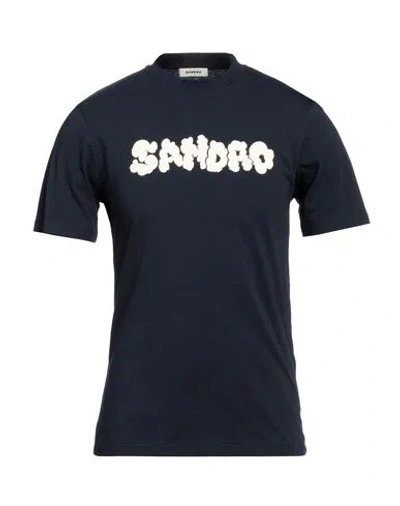 Sandro Man T-shirt Navy Blue Size Xs Cotton, Elastane