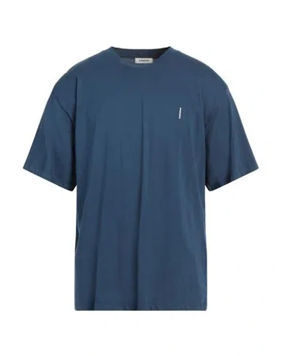 Sandro Man T-shirt Navy Size M Cotton, Elastane In Navy Blue