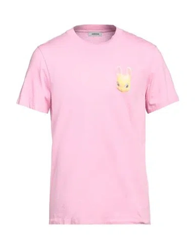 Sandro Man T-shirt Pink Size M Cotton, Elastane