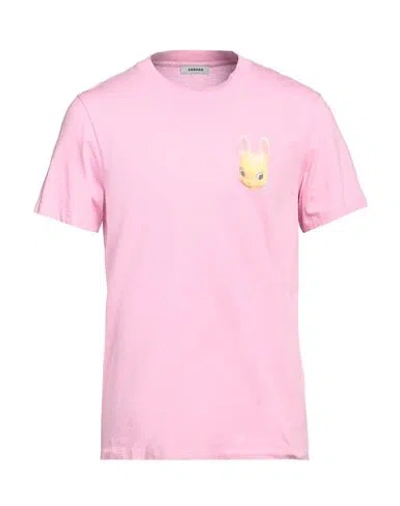 Sandro Man T-shirt Pink Size Xl Cotton, Elastane