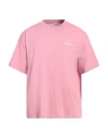 Sandro Man T-shirt Pink Size Xl Cotton, Elastane, Rubber