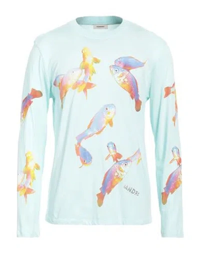 Sandro Man T-shirt Sky Blue Size S Cotton, Elastane