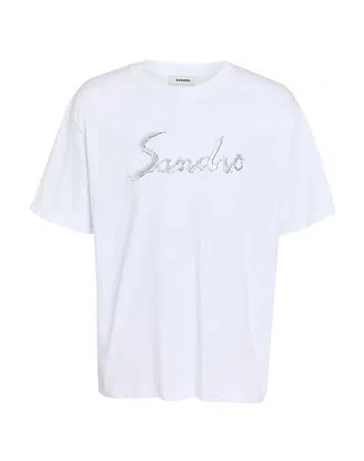 Sandro Man T-shirt White Size Xl Cotton, Elastane