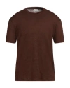 Sandro Man T-shirt Brown Size Xxl Linen