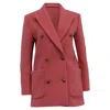 Sandro Marcus Double Breasted Pea Coat In Pink Virgin Wool In Pink