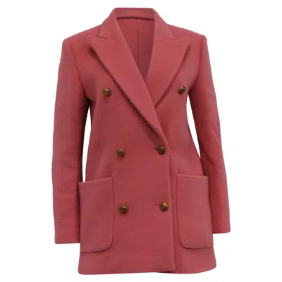 Sandro Marcus Double Breasted Pea Coat In Pink Virgin Wool
