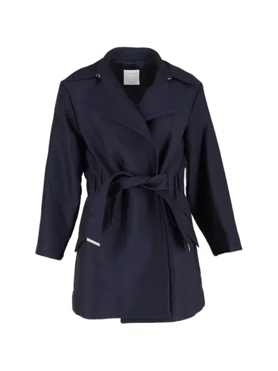 Pre-owned Sandro Marius Belted Coat In Blue