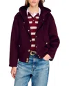 Sandro Double-faced Wool Coat In Burgundy