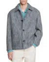 Sandro Marl Effect Wool Twill Work Jacket In Multi