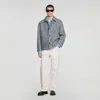 Sandro Marl Effect Wool Twill Work Jacket In Marine / Blanc