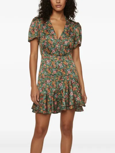 Pre-owned Sandro Marta Floral-print Mini Dress In Green