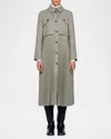 Sandro Houndstooth Pleated Coat In Black / White