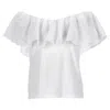Sandro Mauve Off-the-shoulder Blouse In White Cotton In White