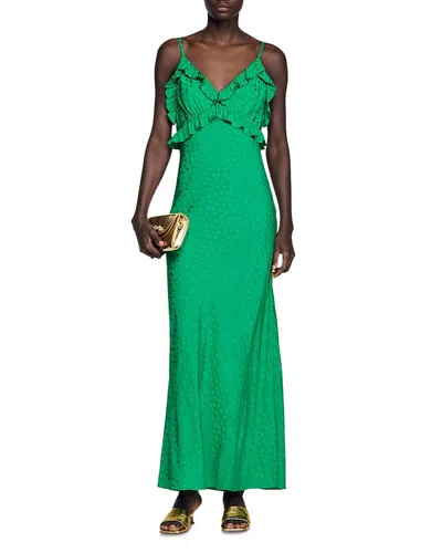 Sandro Maxi Dress In Green