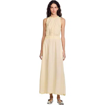 Sandro Maxi Dress With Lace Details In Jaunes / Oranges