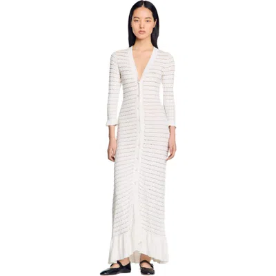 SANDRO SANDRO MAXI DRESS WITH PEARL DETAILS