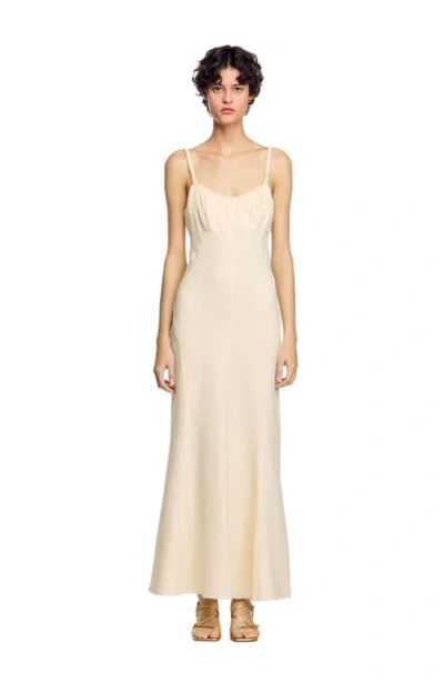 Sandro Maxi Dress With Straps In Naturels