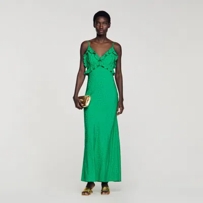 Sandro Maxi Dress With Straps In Green