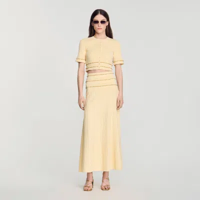 Sandro Maxi Tassel Skirt In Neutral