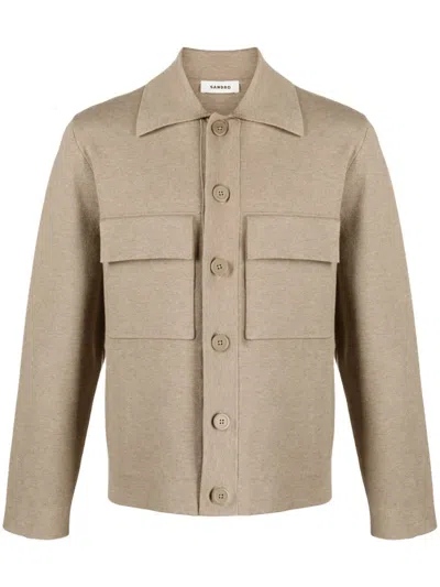 Sandro Mélange Button-up Cardigan In Neutrals