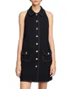 Sandro Womens  Sleeveless Button-up Stretch-woven Mini Dress In Black