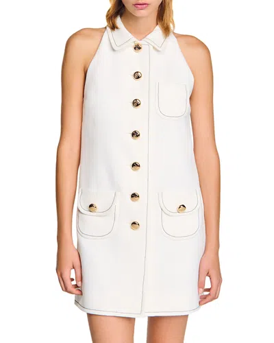 Sandro Melodie Peter Pan Collar Dress In Ecru