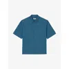 Sandro Mens Bleus Floral-jacquard Relaxed-fit Cotton Shirt