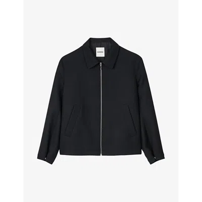 Sandro Mens Bleus Regular-fit Zip-up Wool-blend Jacket In Bleus