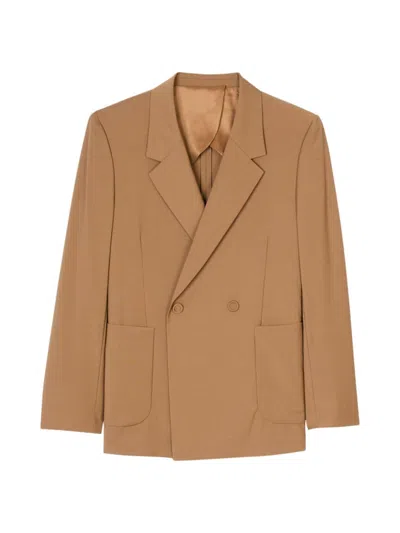 Sandro Men's Double-breasted Suit Blazer In Camel