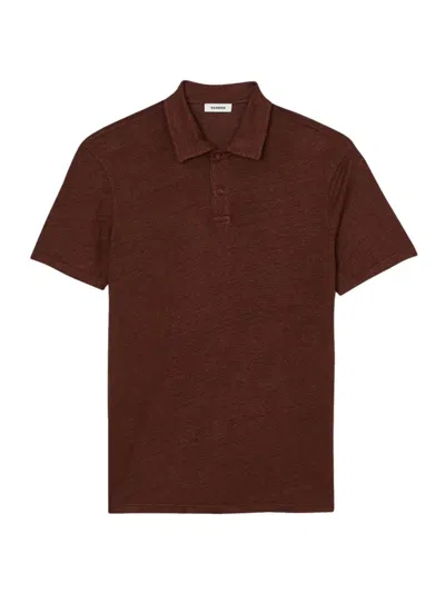 Sandro Beach Linen Polo Shirt In Brown