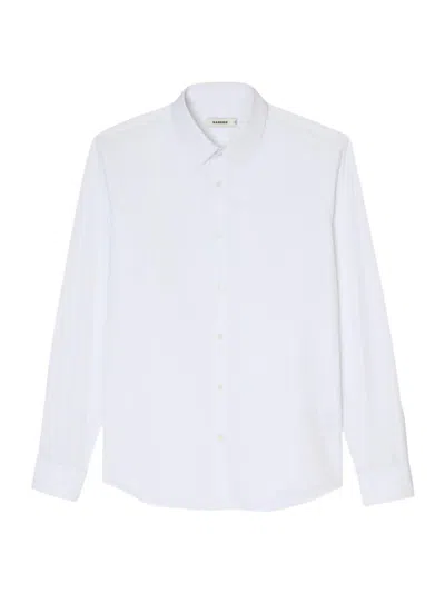 Sandro Mens Naturels Long-sleeved Regular-fit Cotton Shirt In White