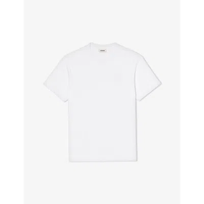 Sandro Mens Naturels Flower-embossed Short-sleeve Cotton T-shirt