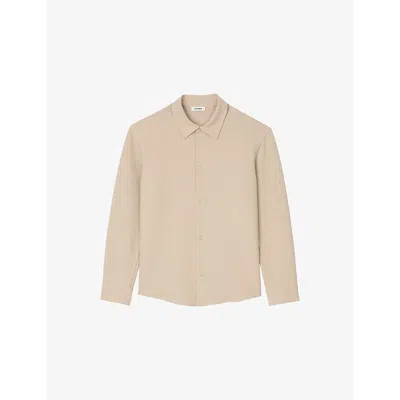 Sandro Mens Naturels Joker Long-sleeve Regular-fit Stretch-woven Shirt In Naturels