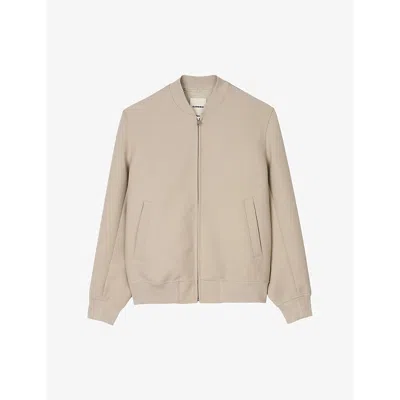 Sandro Mens  Regular-fit Ribbed-collar Wool-blend Bomber Jacket In Naturels