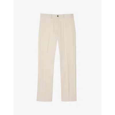 Sandro Mens Naturels Straight-leg Mid-rise Stretch-cotton Trousers